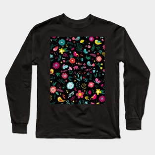 Floral Bliss_Black Long Sleeve T-Shirt